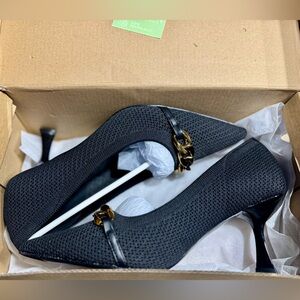 NWT Elegant Black Stiletto Heels with Gold Accent